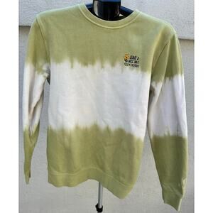 Vans Tie Dye Sweatshirt Small Crewneck Graphic Embroidered Green/white, Size Sm